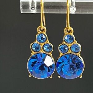Beautiful Vintage Monet drop earrings. Cerulean blue with gold tone metal.